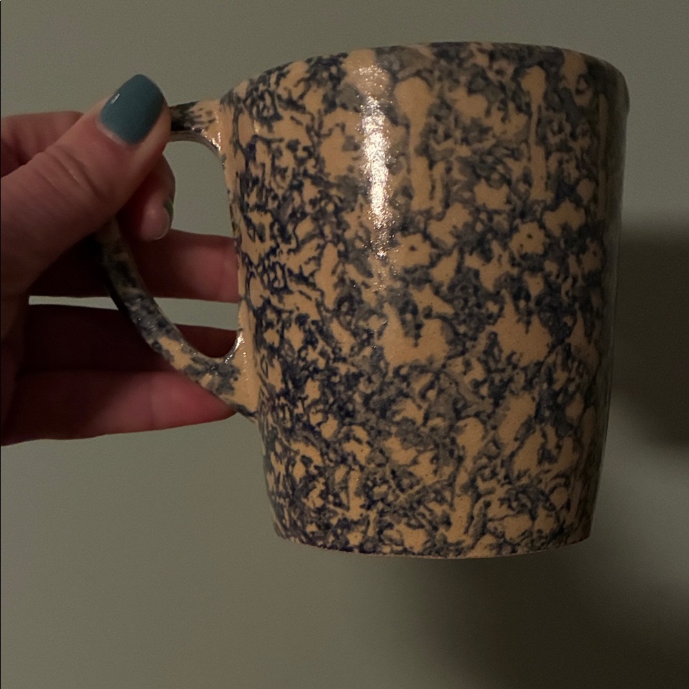 Elegant Blue and Cream Ceramic Mug Roseville Ohio